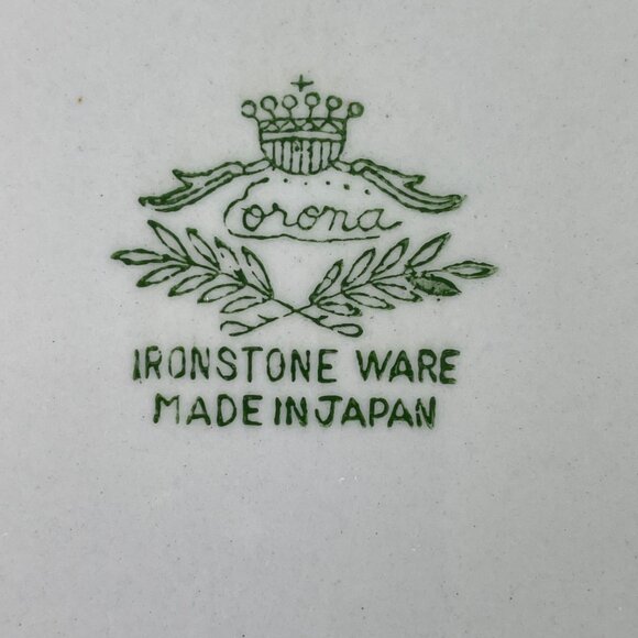 Vintage Corona Ironstone Oval Shaped Platter Yellow & Green Scalloped Border - Picture 6 of 10